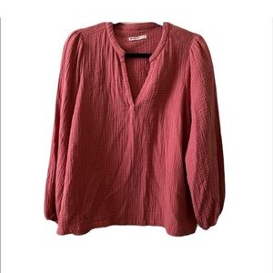 Marine Layer Jamie gauze long sleeve top in Sierra